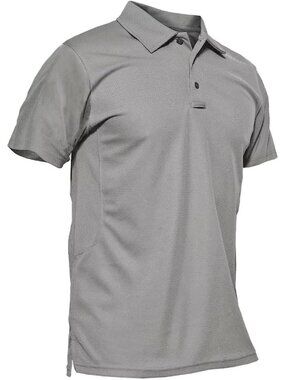 Men's #07 Light Grey Quick Dry Performance Polo Shirt Short Sleeve Tactical Golf